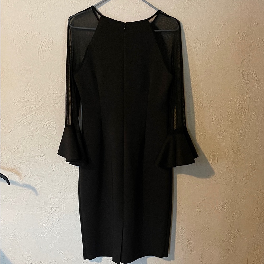 Eliza J Black Illusion Long Sleeve Crepe Dress - Picture 7 of 8